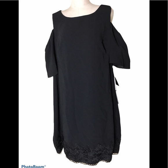 ADRIANNA PAPELL Guazy Crepe Cold Shoulder Shift 24W - Picture 2 of 6